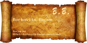 Borkovits Becse névjegykártya